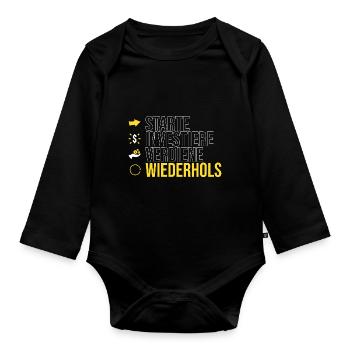starte - investiere - verdiene - Baby Bio-Langarm-Body - Schwarz - Vorne