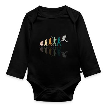 Human Evolution Guitar Band Retro Vintage - Body Bébé bio manches longues - noir - Devant