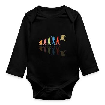 Human Evolution Guitar Band Retro Vintage - Body Bébé bio manches longues - noir - Devant