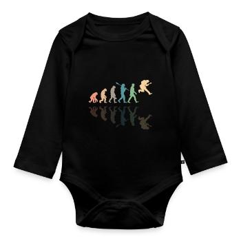 Human Evolution Guitar Band Retro Vintage - Body Bébé bio manches longues - noir - Devant