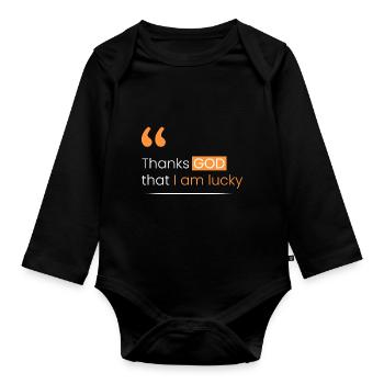 Dieu merci, j’ai de la chance - Body Bébé bio manches longues - noir - Devant