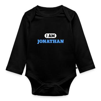 Jonathan Name Sprichwort für stolze Jonathans - Baby Bio-Langarm-Body - Schwarz - Vorne