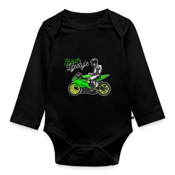 Motorcycle Lifestyle / Motorrad / Motorräder biker - Baby Bio-Langarm-Body - Schwarz - Vorne