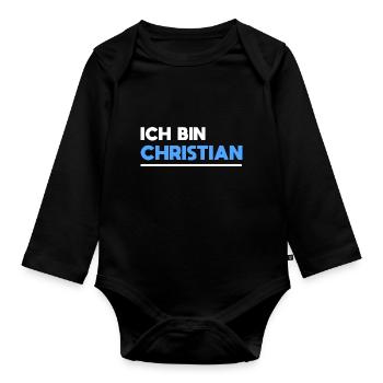 Christian Name Spruch für stolze Christians - Baby Bio-Langarm-Body - Schwarz - Vorne