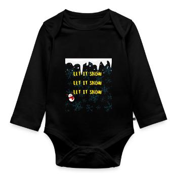 Snow | Let it Snow | Flakes | Snow figure | Santa - Baby Bio-Langarm-Body - Schwarz - Vorne