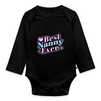 Nanny Babysitterin Tagesmutter - Baby Bio-Langarm-Body - Schwarz - Vorne