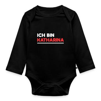 Katharina Name Spruch für stolze Katharinas - Baby Bio-Langarm-Body - Schwarz - Vorne