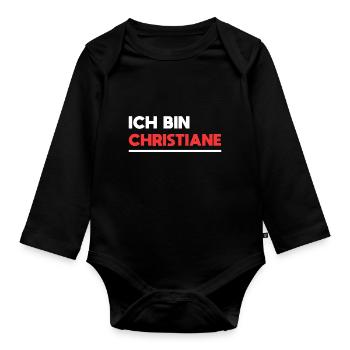 Christiane Name Spruch für stolze Christianes - Baby Bio-Langarm-Body - Schwarz - Vorne