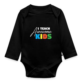 Lehrer Lehrerin Grundschullehrer Schule Lehramt - Baby Bio-Langarm-Body - Schwarz - Vorne