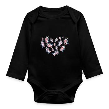 Einhorn Herz Fantasy Tier Liebe Geschenk Einhorn - Baby Bio-Langarm-Body - Schwarz - Vorne