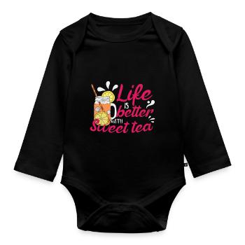 Thé sucré pour femmes - Body Bébé bio manches longues - noir - Devant