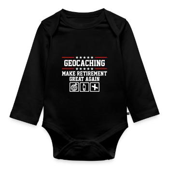 Fernweh Geocaching Reisende Geographie Forscher - Baby Bio-Langarm-Body - Schwarz - Vorne