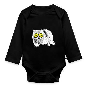 Waschbär Tierliebhaber Naturfans Sonnenbrille Wasc - Baby Bio-Langarm-Body - Schwarz - Vorne