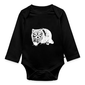 Waschbär Tierliebhaber Naturfans Sonnenbrille Tier - Baby Bio-Langarm-Body - Schwarz - Vorne