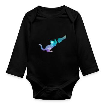 Pastell Katze Freunde Feline Pet Lover - Baby Bio-Langarm-Body - Schwarz - Vorne
