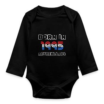 1995 - Organic Longsleeve Baby Bodysuit - black - Front
