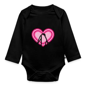 Parc à thème Vacances Retro Vintage Heart Roller Coa - Body Bébé bio manches longues - noir - Devant