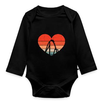 Retro Theme Park Vintage Heart Amusement Park Roll - Organic Longsleeve Baby Bodysuit - black - Front