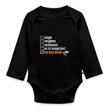 Beziehungsstatus Bilch - Baby Bio-Langarm-Body - Schwarz - Vorne