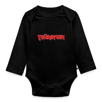 Modisches Heimat THÜRINGEN Metal-Design - Baby Bio-Langarm-Body - Schwarz - Vorne