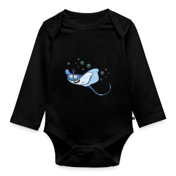 Stingray - Organic Longsleeve Baby Bodysuit - black - Front