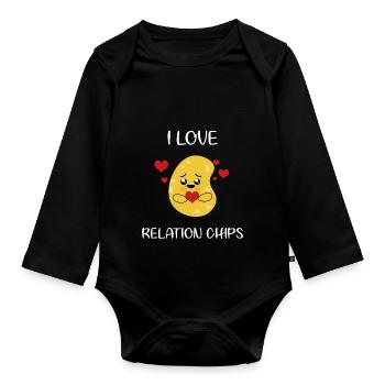 I Love Relation Chips Potato - süße Kartoffel - Baby Bio-Langarm-Body - Schwarz - Vorne