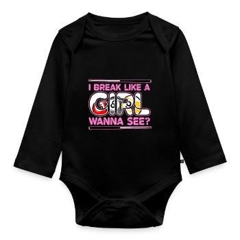 Billiards - I Break Like A Girl - Organic Longsleeve Baby Bodysuit - black - Front