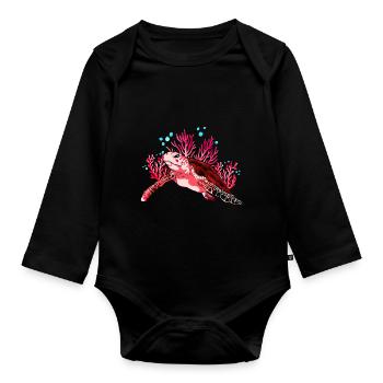 Créature de la mer Cadeau Créature de la mer Tortue - Body Bébé bio manches longues - noir - Devant