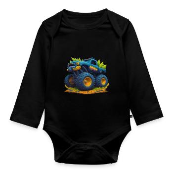Monstertruck - Baby Bio-Langarm-Body - Schwarz - Vorne