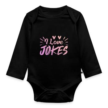 Ich liebe Witze - Baby Bio-Langarm-Body - Schwarz - Vorne
