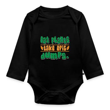 Eat Plants Take Epic Dumps Vegan - Baby Bio-Langarm-Body - Schwarz - Vorne
