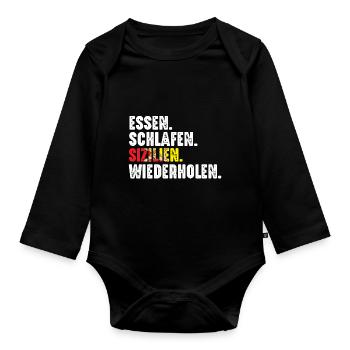 Sizilianer Sizilianisch Sizilien - Baby Bio-Langarm-Body - Schwarz - Vorne