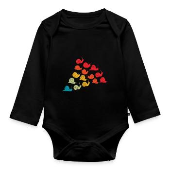 Snail lovers Types of snails owners - Organic Longsleeve Baby Bodysuit - black - Front