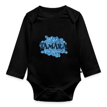 Wassertropfen für Tamara Tamara Name - Baby Bio-Langarm-Body - Schwarz - Vorne