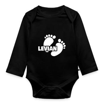 Fußabdruck für Levian Geburt Baby - Baby Bio-Langarm-Body - Schwarz - Vorne