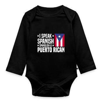 Puerto Rico Flagge | Puerto Ricaner Geschenkideen - Baby Bio-Langarm-Body - Schwarz - Vorne