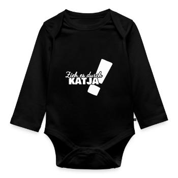Geschenk für Katja - Baby Bio-Langarm-Body - Schwarz - Vorne