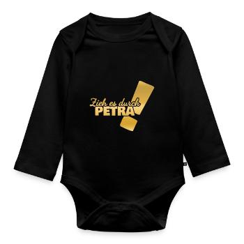 Vorname Petra - Baby Bio-Langarm-Body - Schwarz - Vorne