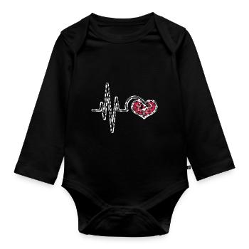 Kuh Muster Herzschlag Bauernhof Tier Geschenk Kuh - Baby Bio-Langarm-Body - Schwarz - Vorne
