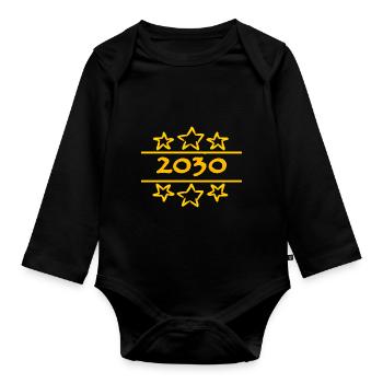 2030 - Organic Longsleeve Baby Bodysuit - black - Front