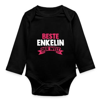 Opa Oma Enkelkind Enkelin - Baby Bio-Langarm-Body - Schwarz - Vorne