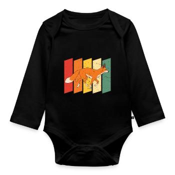 Rétro amoureux des animaux Woodland Animal cadeau Nature renard - Body Bébé bio manches longues - noir - Devant