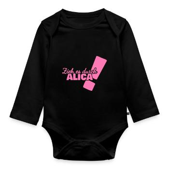 Vorname Alica - Baby Bio-Langarm-Body - Schwarz - Vorne