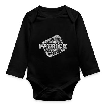 Gift for Patrick - Organic Longsleeve Baby Bodysuit - black - Front