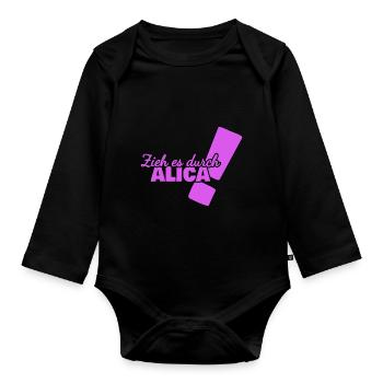 Vorname Alica - Baby Bio-Langarm-Body - Schwarz - Vorne