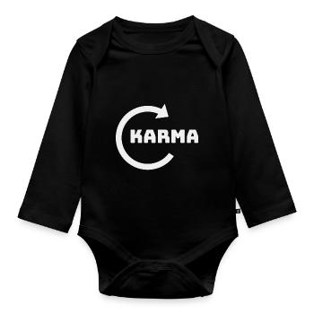 KARMA will return - Organic Longsleeve Baby Bodysuit - black - Front