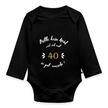 40er weiß - Baby Bio-Langarm-Body - Schwarz - Vorne