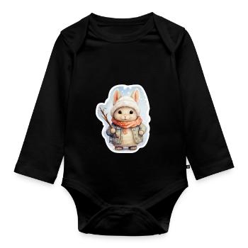 Snow Bunny - Organic Longsleeve Baby Bodysuit - black - Front