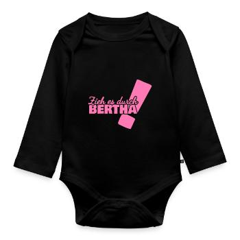 Bertha als Vorname - Baby Bio-Langarm-Body - Schwarz - Vorne