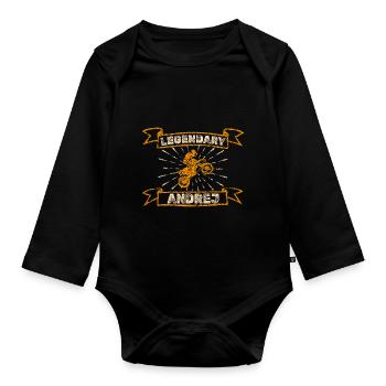 Andrej als Motorrad - Baby Bio-Langarm-Body - Schwarz - Vorne